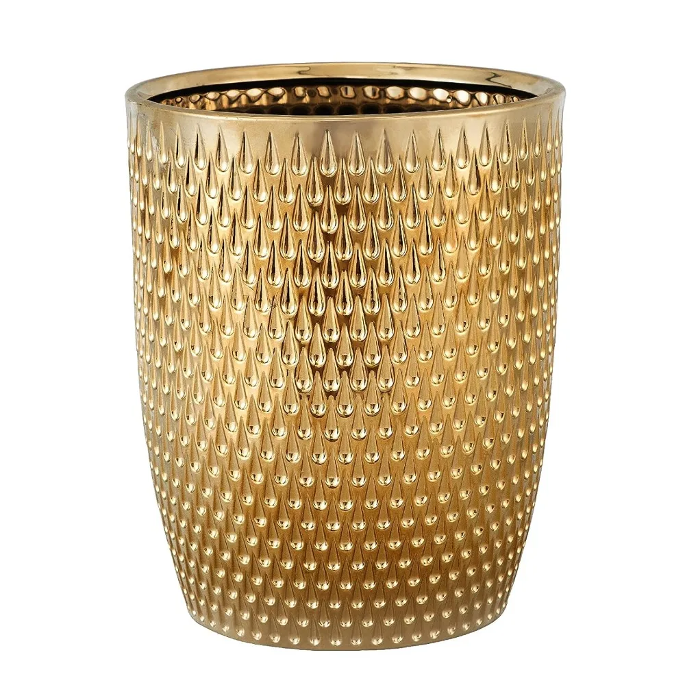 

Modern Golden Small Trash Can Wastebasket, Garbage Container Bin for Bathrooms, Powder Rooms, Kitchens, Home Offices