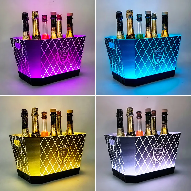 LED luminous ice bucket bar colorful light six-pack acrylic champagne barrel rechargeable spades A beer ice bucket