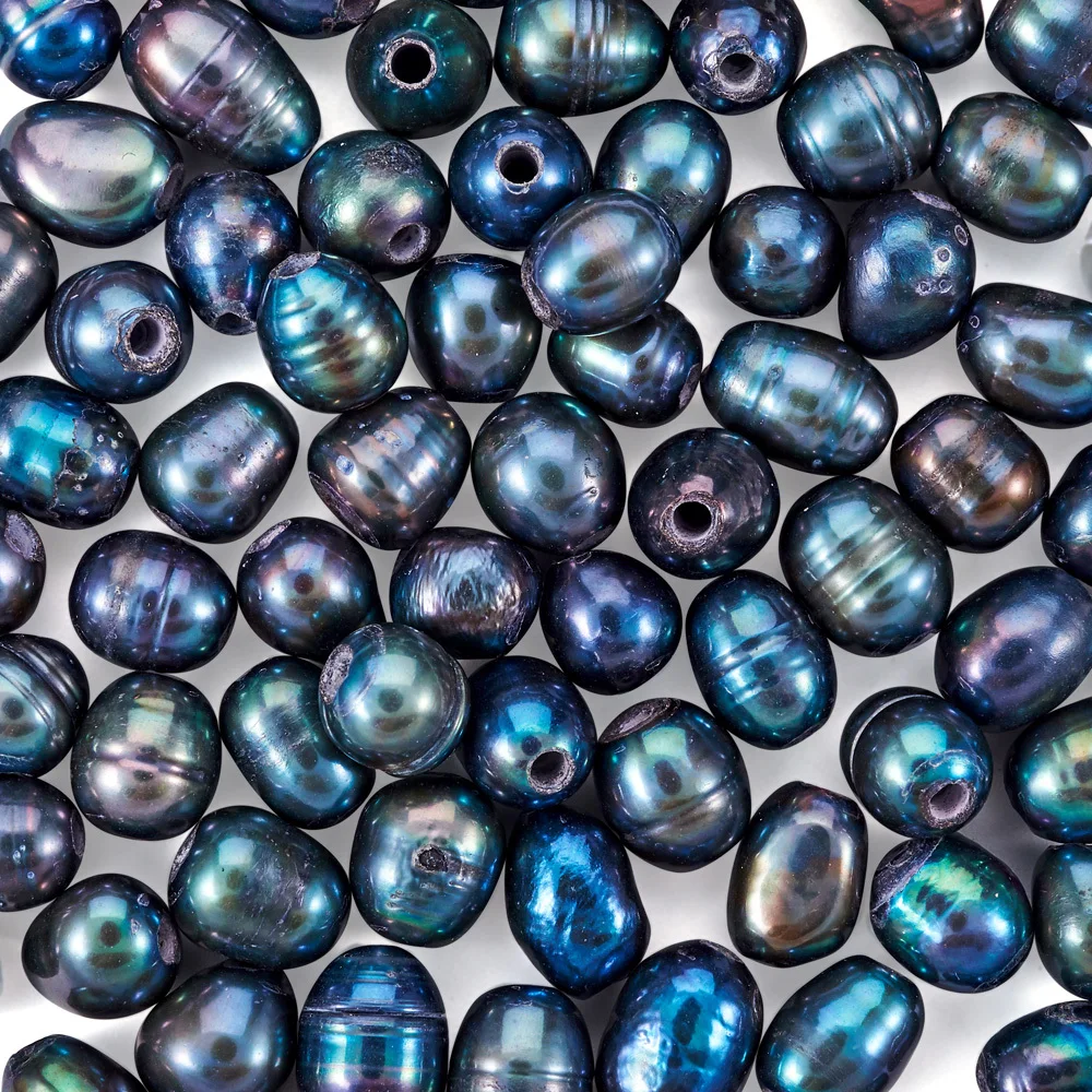 100pcs Natural Cultured Freshwater Pearl Beads Assorted Color Oval Large Hole Loose Pearl Beads DIY Summer Beach Jewelry Making