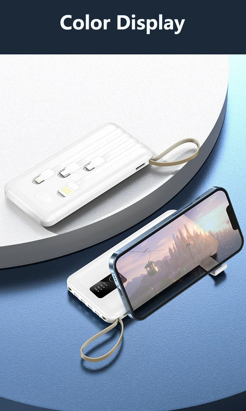 Portable Power Bank With Built-in Cable For Smartphones Fast Charge_voghion.com