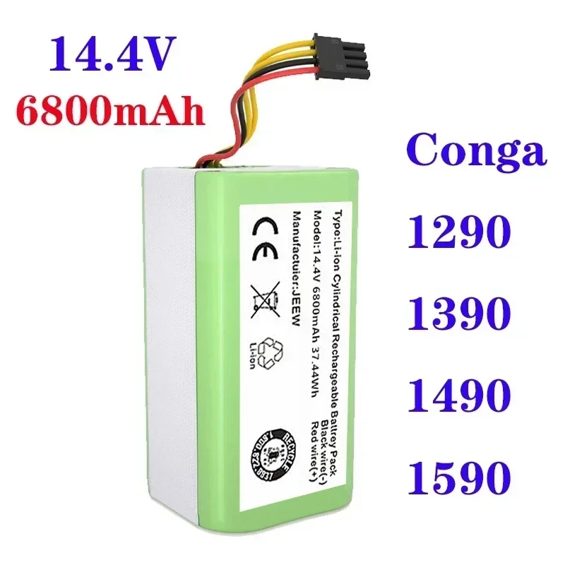

2022 new 14.4v 6800mAh Li-Ion Battery for Cecotec Conga 1290 1390 1490 1590 Vacuum Cleaner Genio deluxe 370 gutrend echo 520