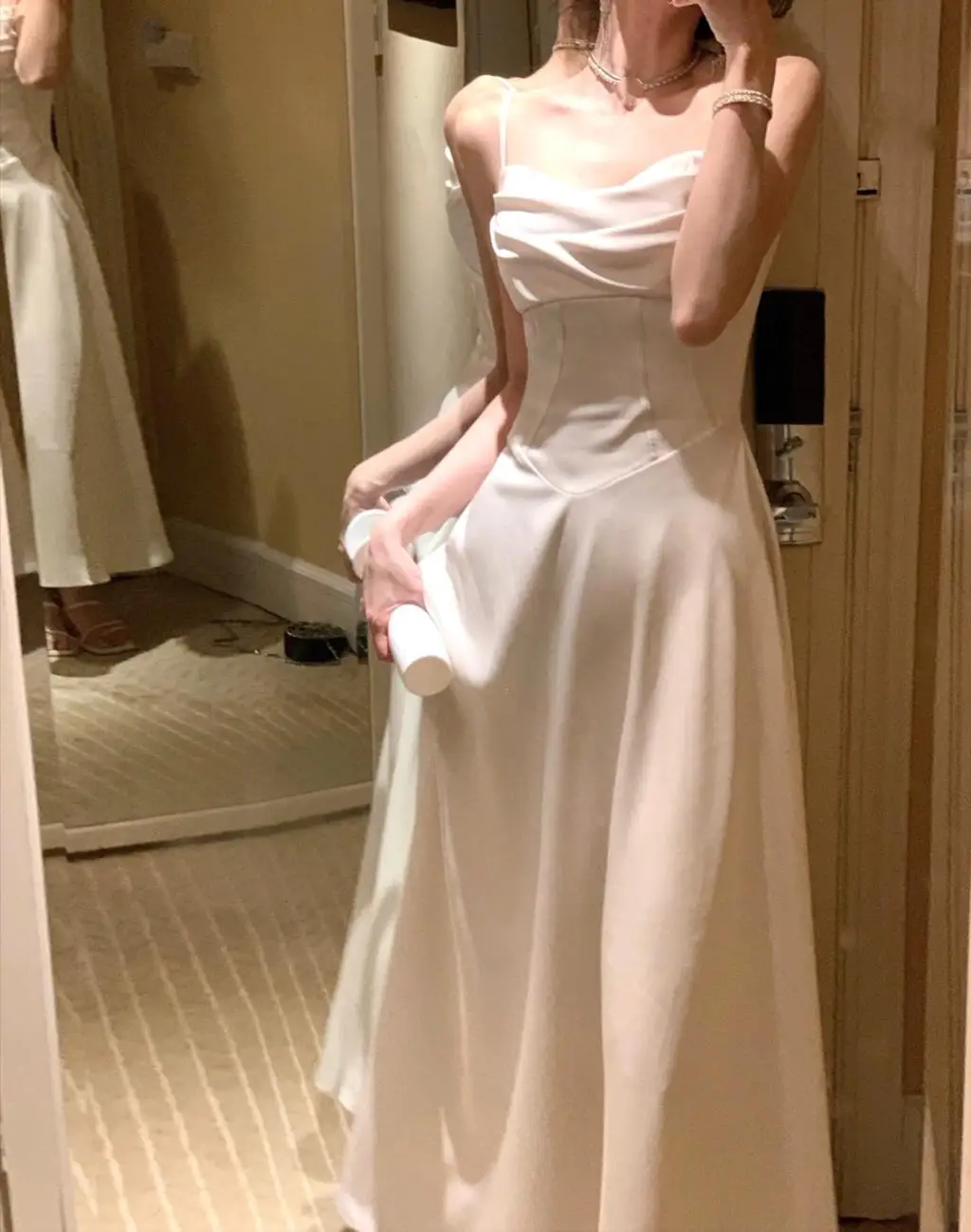 New Summer Satin Midi Dress Women Slim Spaghetti Strap Elegant Party Dresses Wedding Evening Birthday Backless Prom Robe Clothes