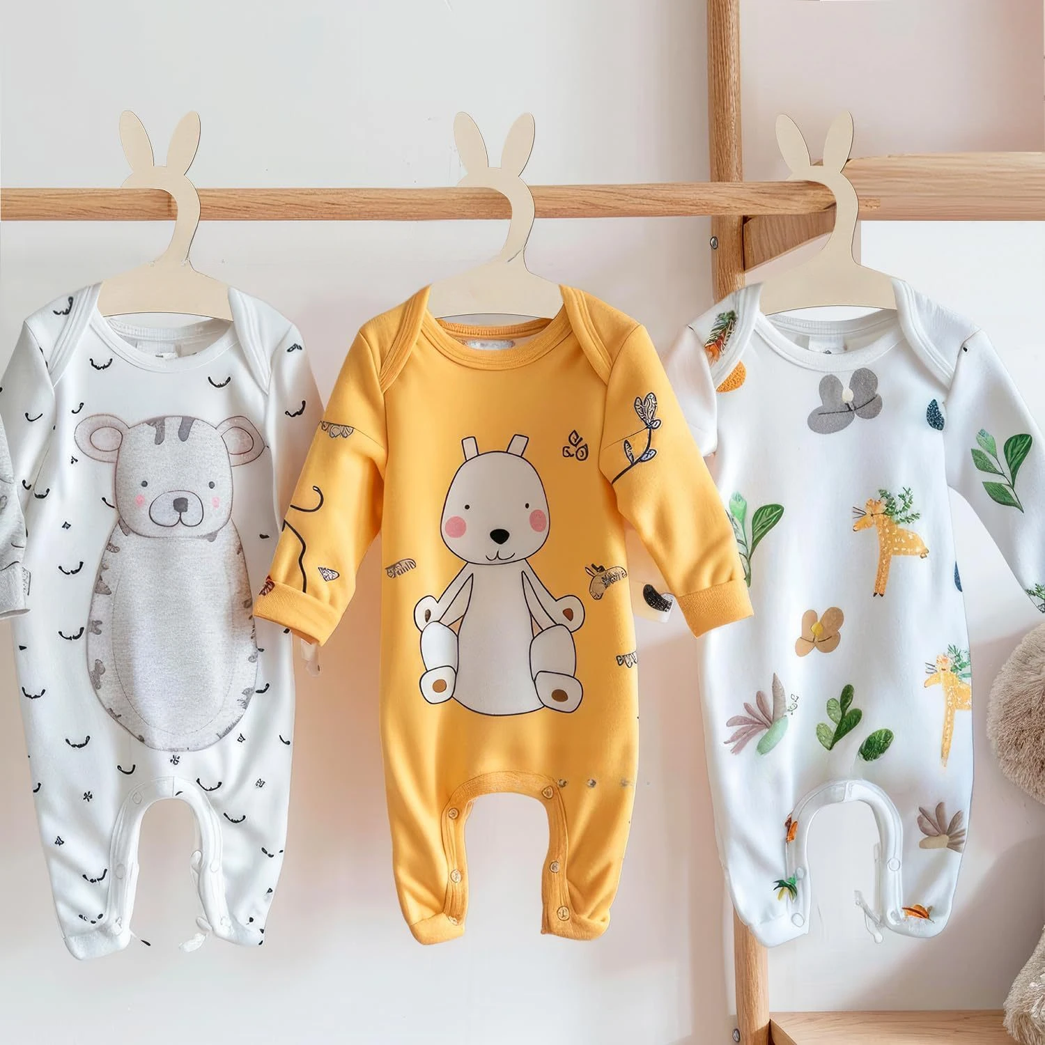 Baby Creative Hanger Rack Baby Wooden Clothes Hanger Home Baby Room Nursery Decor for Kids Present