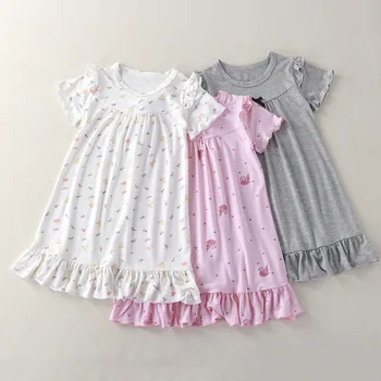 Summer Modal Children's Nightgown Breathable Girls Nightgown Dress Korean Fashion Ruffle Princess Sleep Dress For 1-10 Years 1