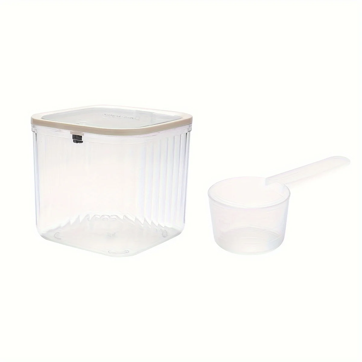 סט של צנצנות פלסטיק בנפח גבוה, קופסאות אחסון לארגון כביסה, מיכל אחסון לחומרי ניקוי כביסה עם 1 כף