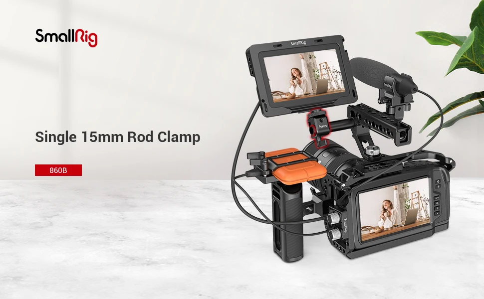 DSLR Rig System 15mm Rod Clamp with 1/4" Thread Hole to Attach Camera Microphone