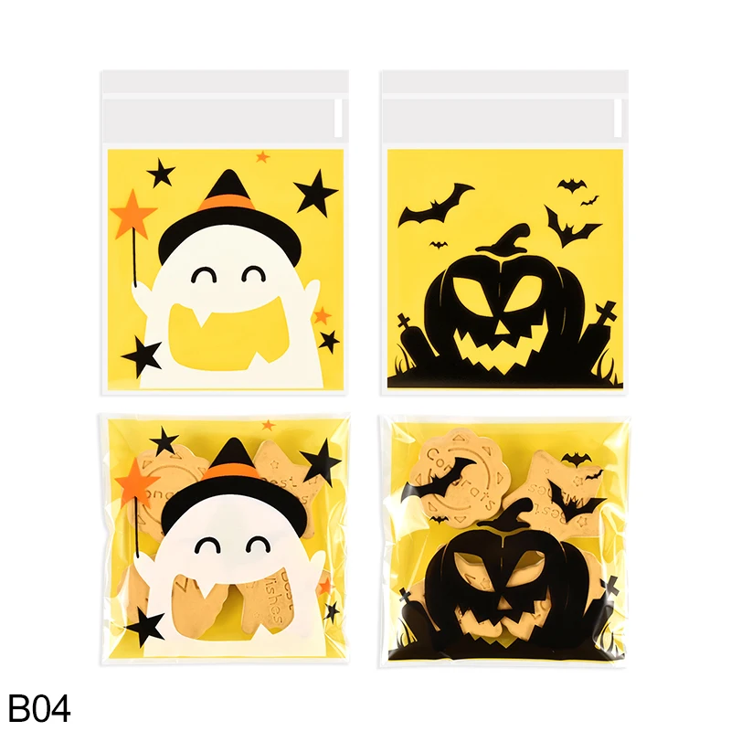 Description Picture 6 of item100pcs Halloween Candy Packaging Bag Ghost Festival Pumpkin Party Gift Self Sealing Bag Baking Biscuit Cake Decorations Supplies