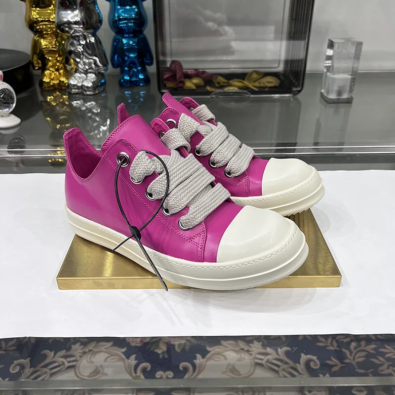 Men Low Top Casual Shoes Jumbo Lace Up Leather Main Line Thick Sole Pink Women Big Plus Size Ro Luxury Designer Sports Sneakers 4