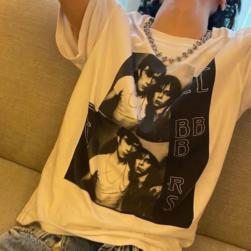 

2023 New Men's Cotton T-shirt y2k Cyberpunk Graffiti Punk Band Top Retro Printed Pattern Sports Shirt Mens T Shirt