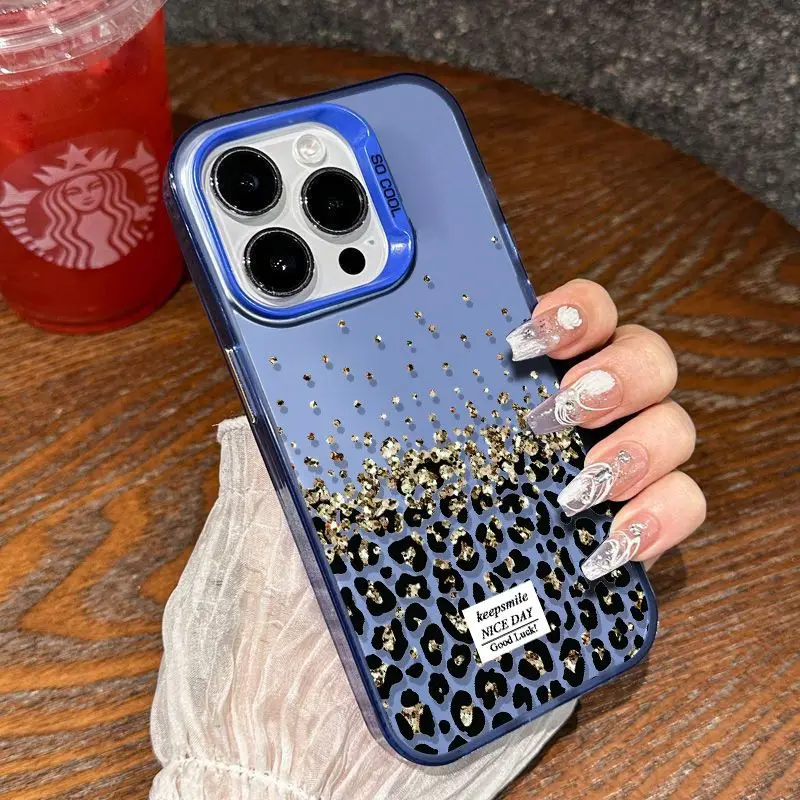 Golden Particle Leopard Phone Case - Elegant and Durable Cover