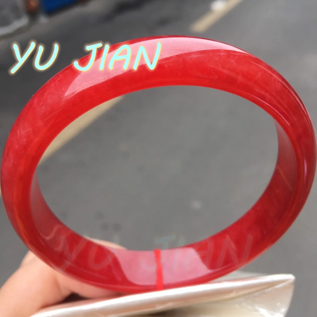 

Natural Certified Genuine Jade Burma Jed Jadeite Red Perfect Bracelet Fashion Handring Delicate Bangle Fine Jewelry