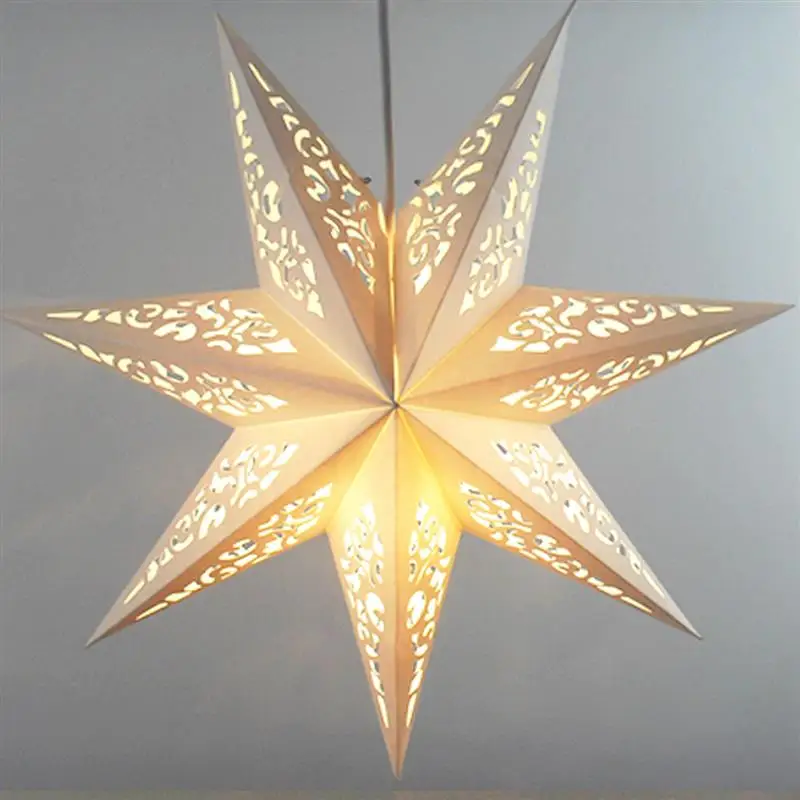 

45cm Eid Mubarak Hollow Out Star Hanging Pendant Christmas Ramadan Decor Garden Hanging Decoration Hollow Folding Light Cover