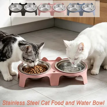 1 ciotola per cibo e acqua per gatti in acciaio inossidabile con design anti-ribaltamento, grande capacità, design per un facile alimentazione, adatta per ciotole per gatti/cani