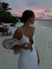 2024 Elegant Cut Out White Long Dress For Women Fashion Patchwork Pleated Backless Sling Dresses Lady New Holiday Beach Robes 6