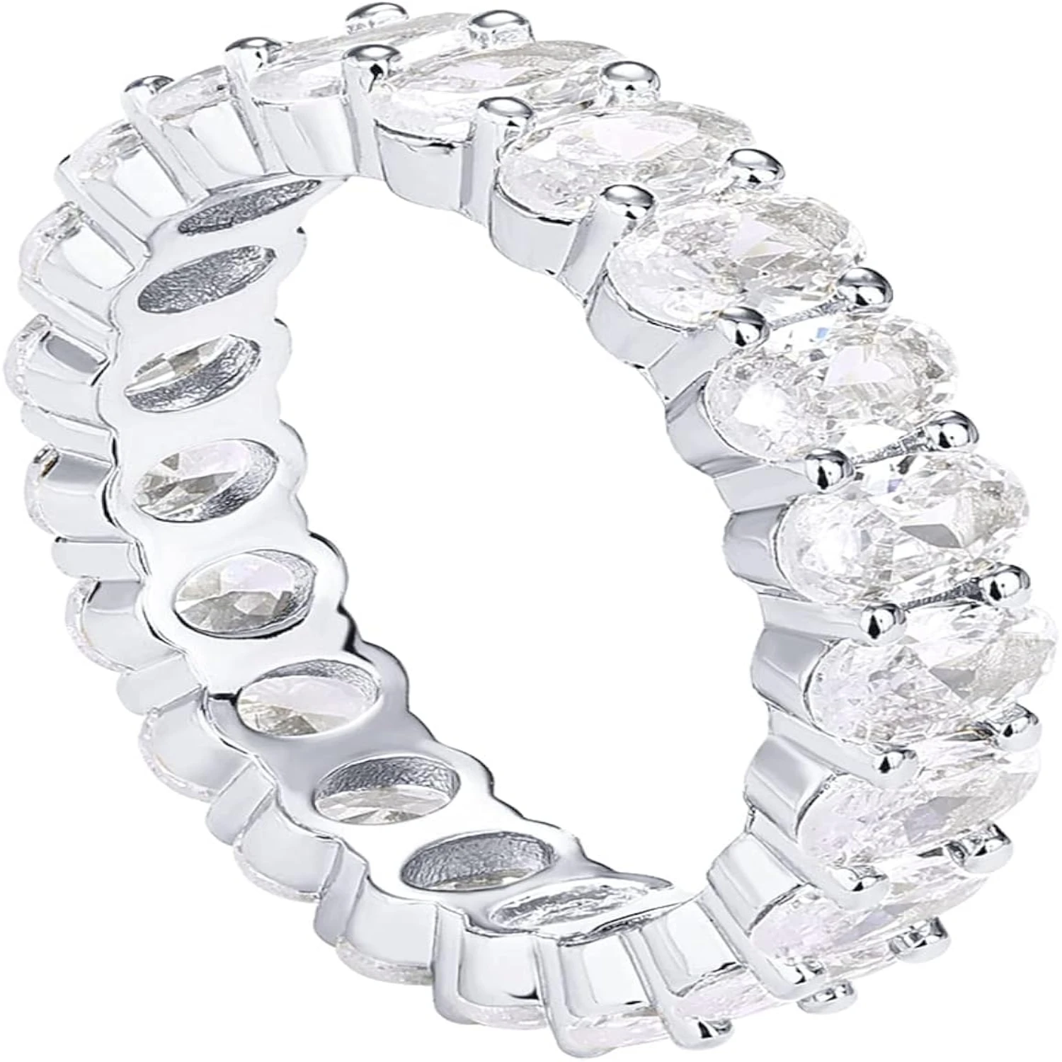 Stunning and Elegant PAVOI 14K Gold Plated Oval Cubic Zirconia Love Ring-Gorgeous Gold Finish Eternity Ring-Chic 5mm Stackab