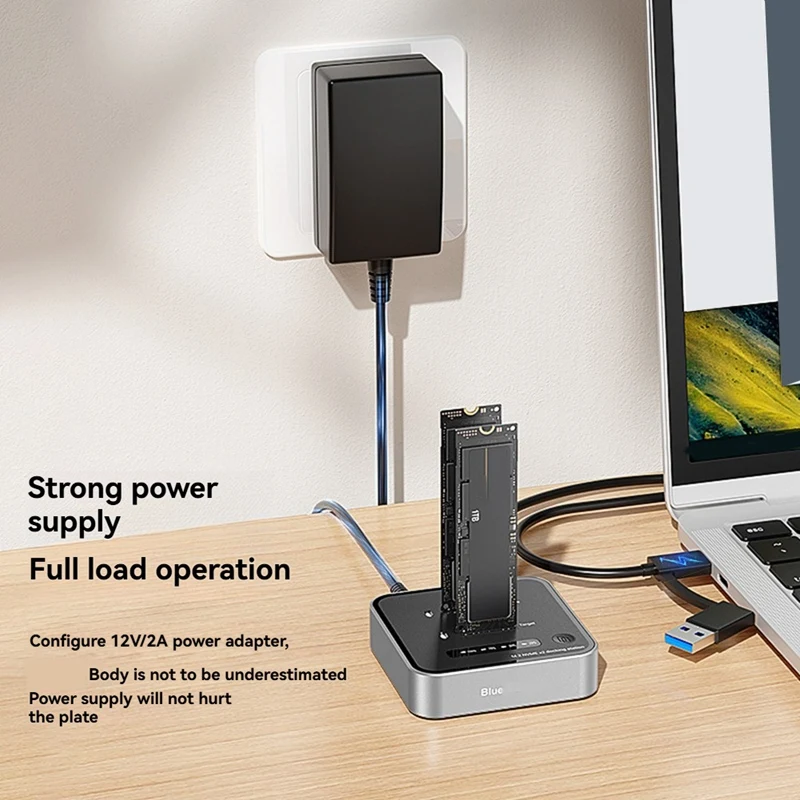 M2 20Gbps 듀얼 베이 SSD 도킹 스테이션, 오프라인 USB C to NVME PCiE 도킹 스테이션, 오프라인 클론 SSD 도크, 영국 플러그-A09I