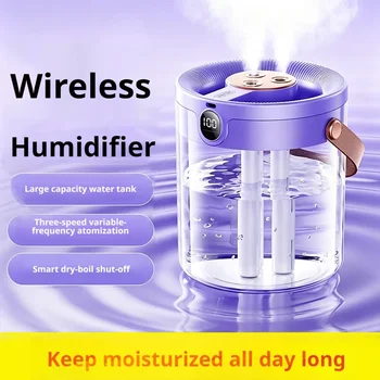 Silent Air Humidifier with Digital Display Three Nozzles Large Mist Volume Mini Desktop Humidifier for Home Bedroom Office 1