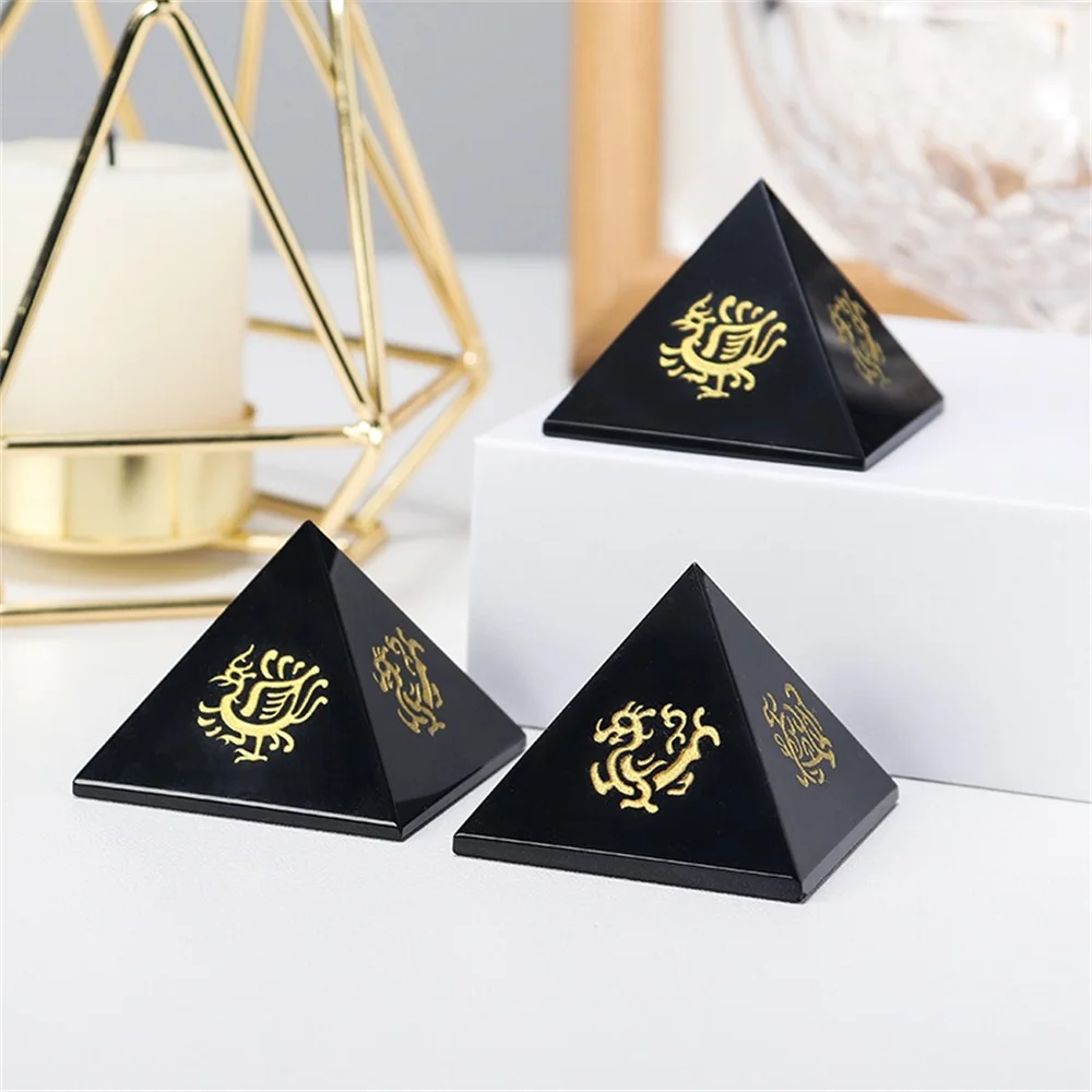 

Natural Obsidian Four Elephant Beast Green Dragon White Tiger Zhuque Seven Stars Xuanwu Town Pyramid Furniture Decoration