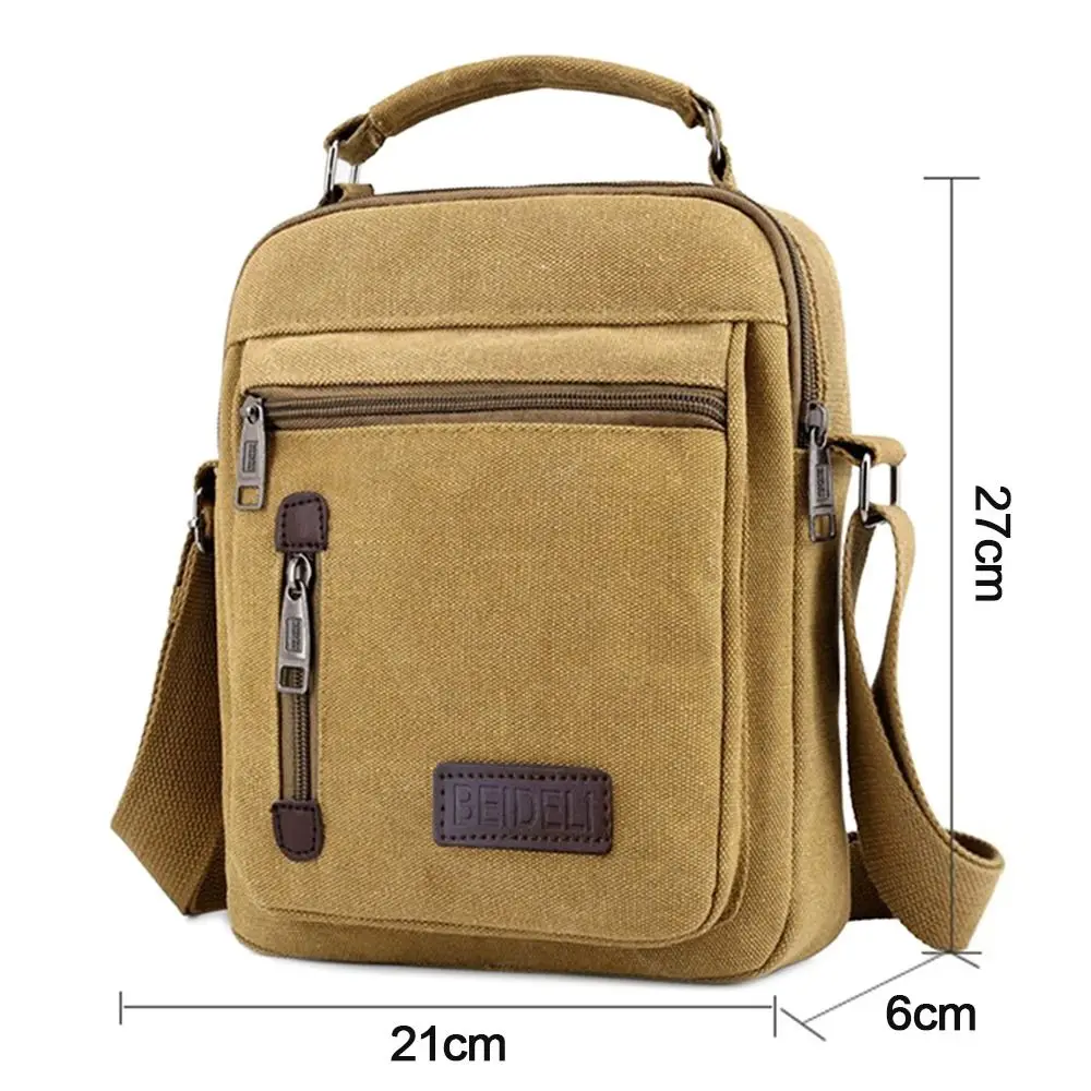 Men's Wear-Resistant Canvas Multi-Pocket Travel Tote Bag