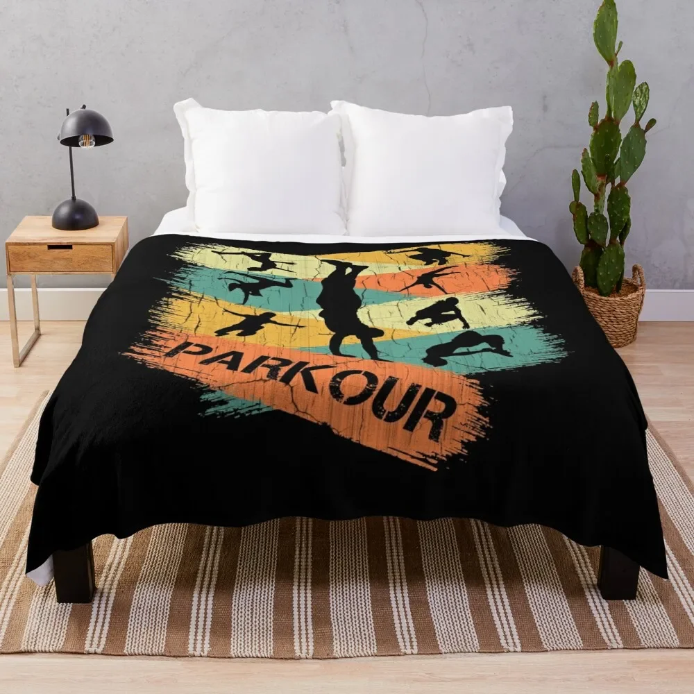 

Parkour Retro Freerunning Throw Blanket Soft Plaid For Sofa Thin Blankets
