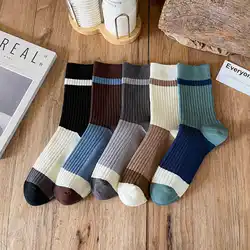 Long Socks For Men Color Matching Middle Tube Cotton Socks Sports Casual Fashion Men'S Stockings Football Basketball Socks