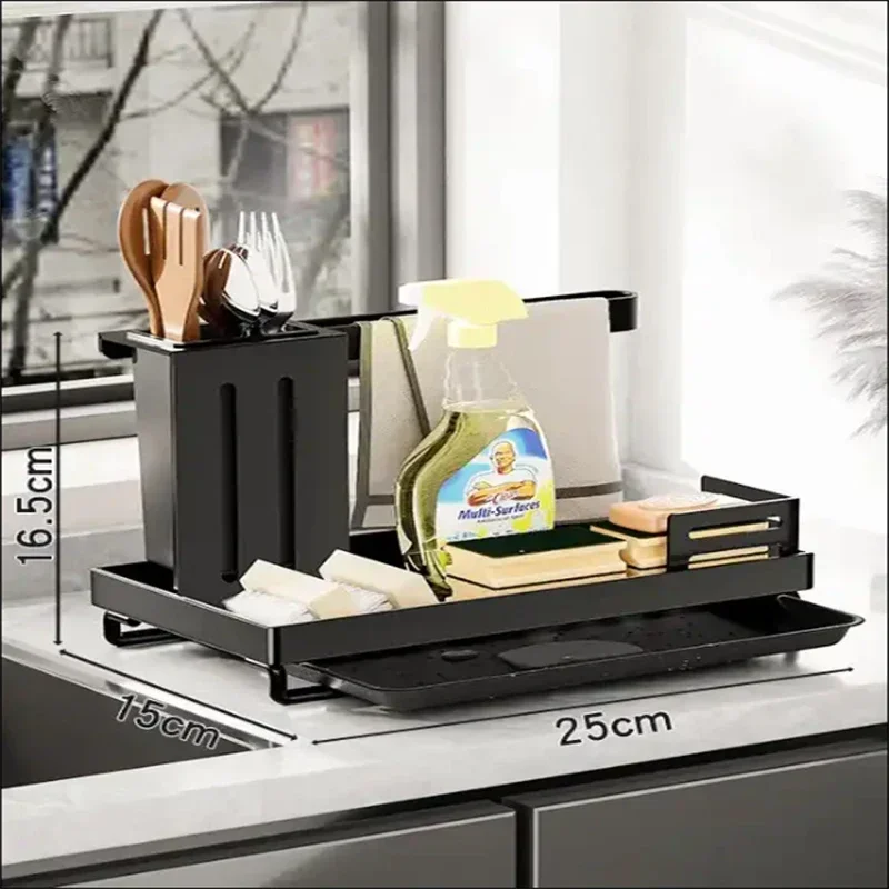 Enhanced Kitchen Sponge Holder and Dish Drainer Organizer Shelf