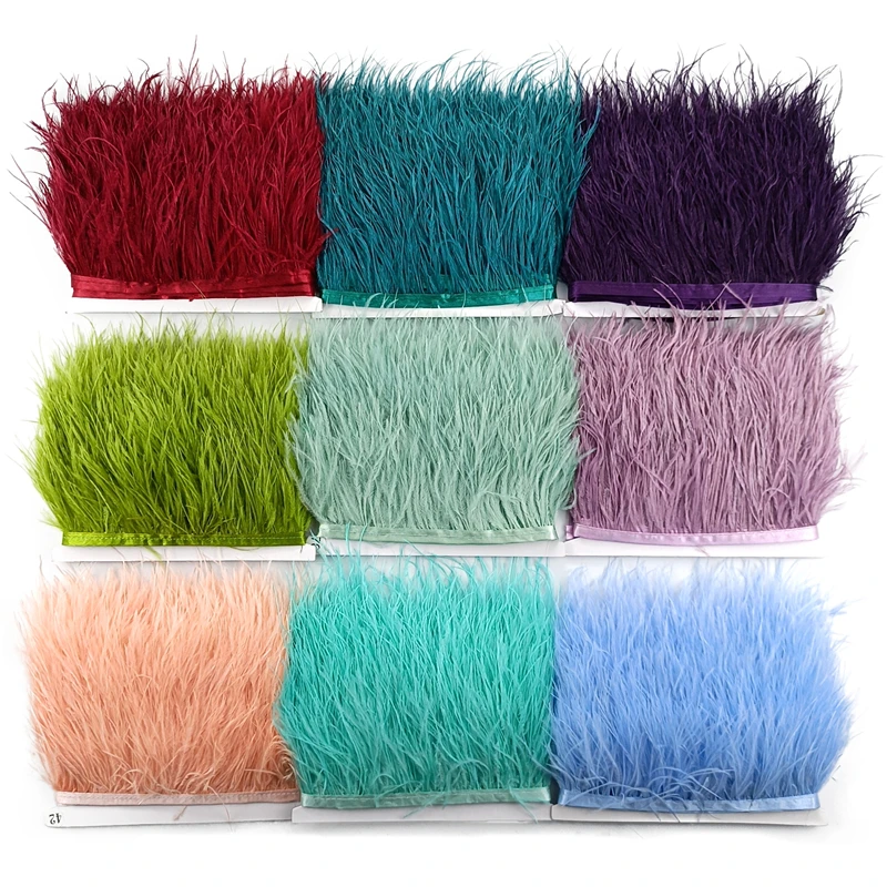 8-10cm Ostrich Feather Trims for Needlework and Handicraft Black Plume Skirt Decoration Natural Feathers Ribbon Fringe ostrich feathers,craft feathers,natural feathers