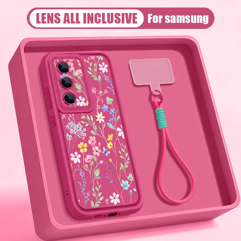 Vibrant Floral Print Phone Case with Lanyard Cover
