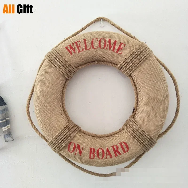 20-40cm Welcome Aboard Nautical Life Lifebuoy Ring Boat Wall Hanging Mediterranean Style Bar Window Background Wall Home Decor 6