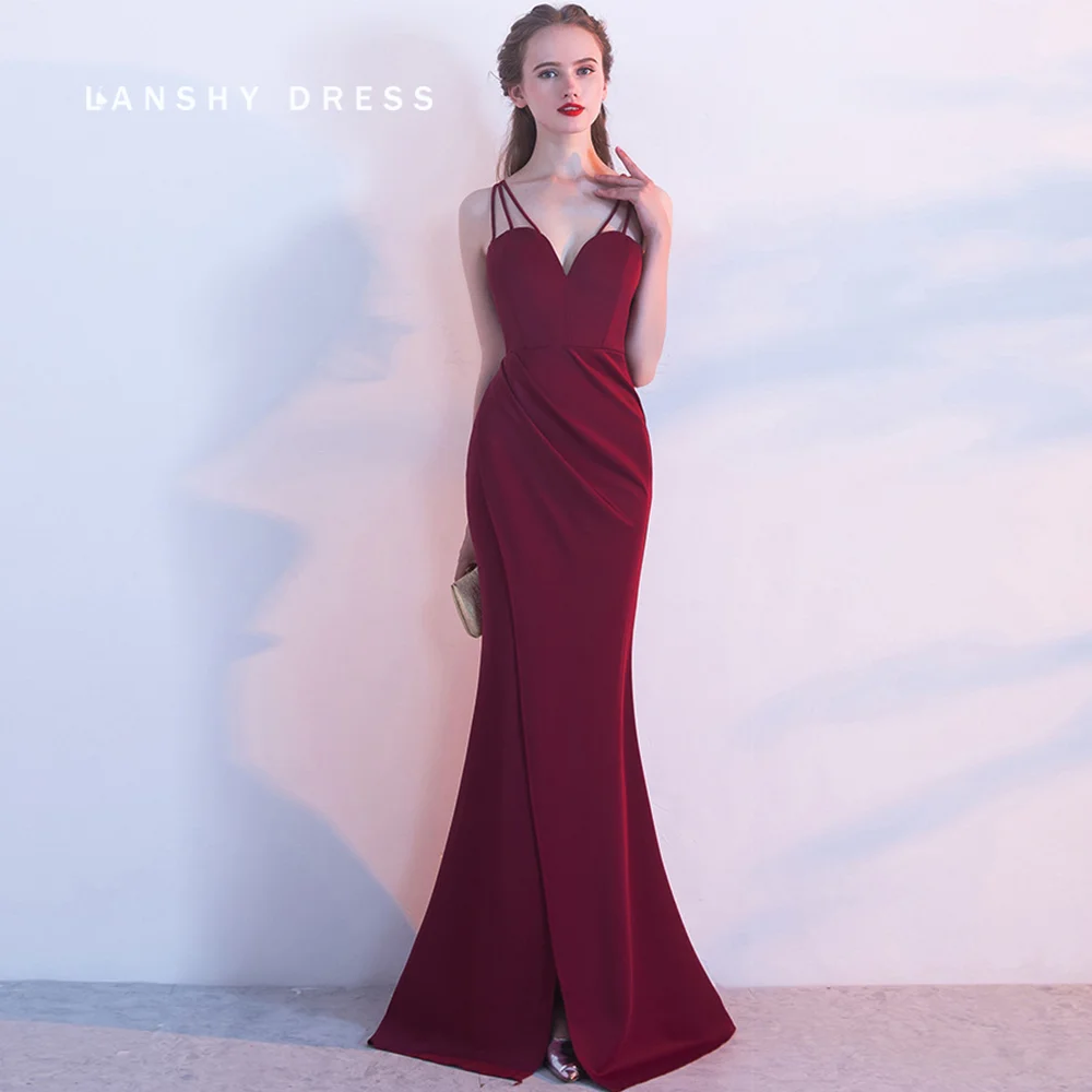 

2023 Evening Dress V Neck Elegant White Dress Mermaid Wedding Party Cocktail Ball Gown Long Woman Slip Split Bodycon