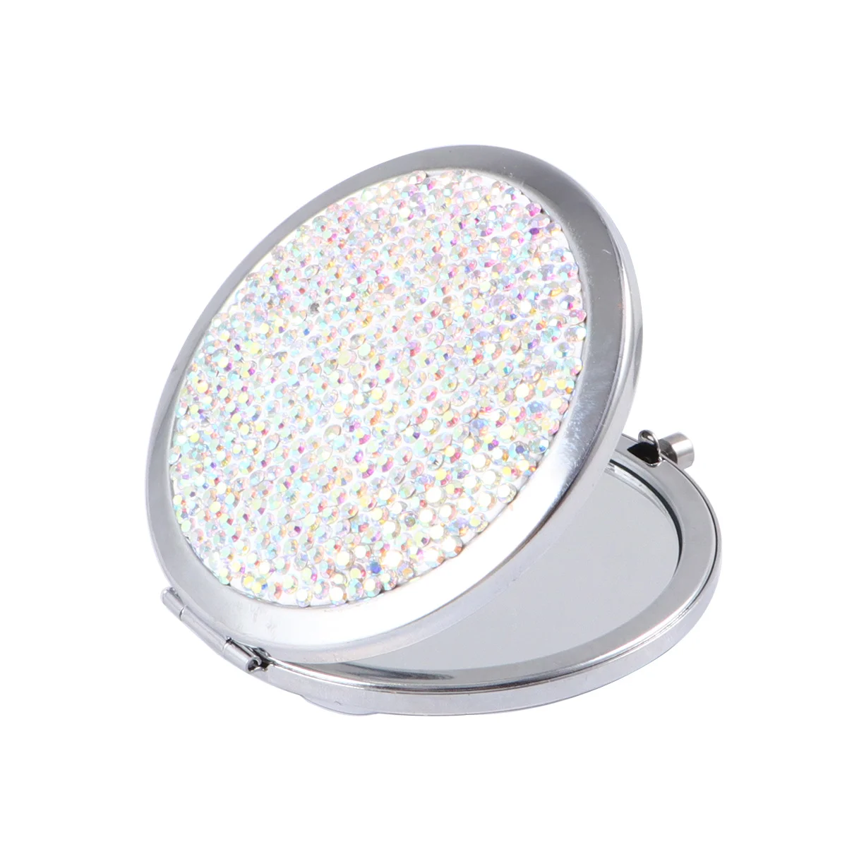 

Compact Folding Travel Mirror Double Sided Makeup Mirror Portable Pocket Rhinestone Mirror for ( Colorful )