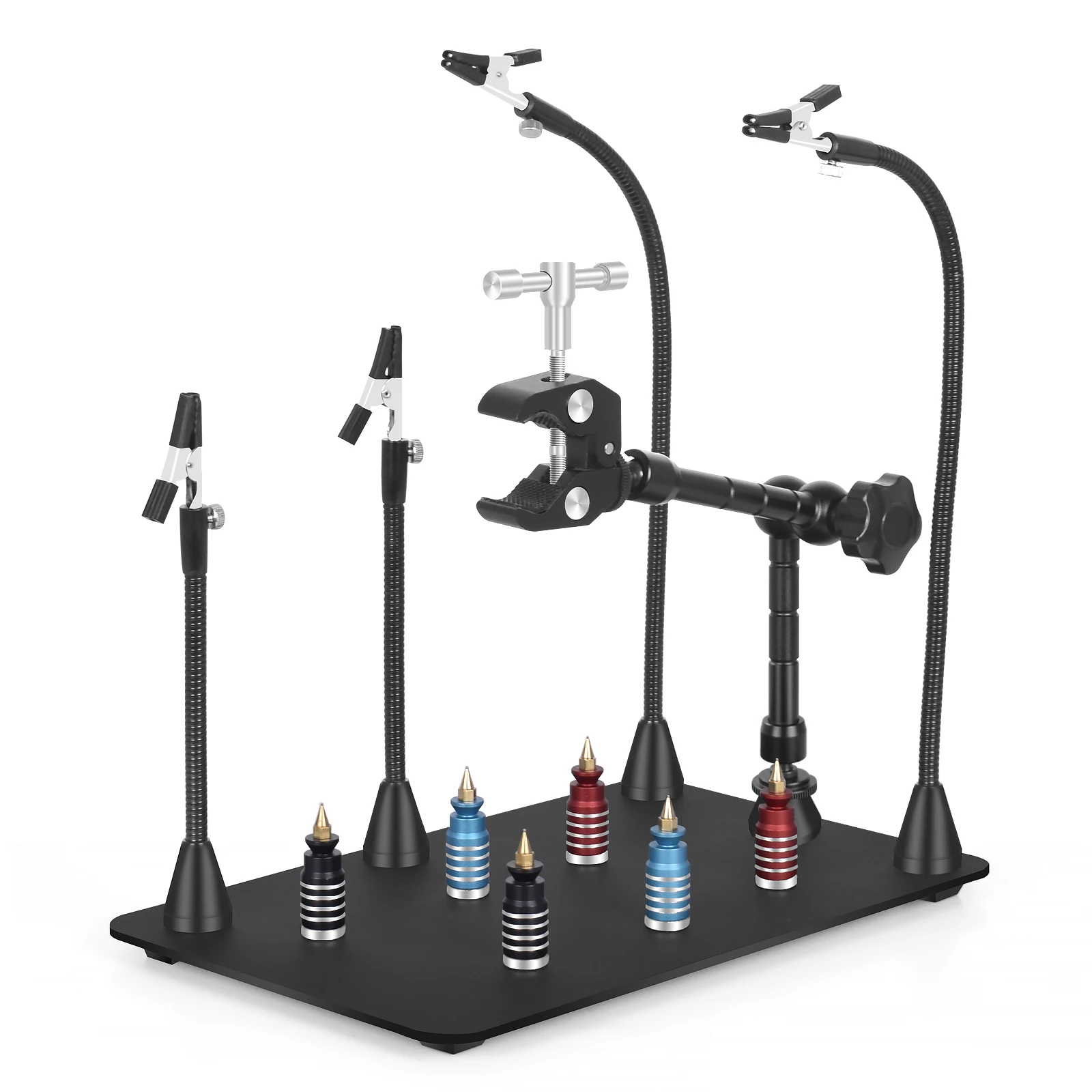 NEWACALOX Multifunctional Hot Air Gun Holder 360&deg;Rotating Magnetic Circuit Board Clamp Flexible Arm Soldering Helpping Hand Tool
