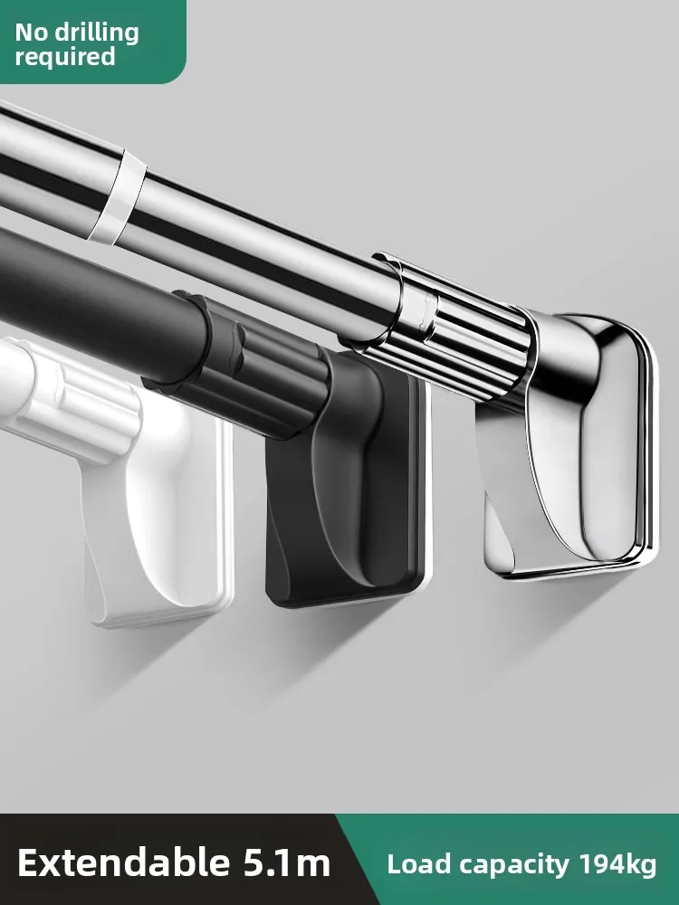 No-Drill Retractable Clothesline Rod Roman Pole Curtain Rod Batoom Installation Balcony Clothes Drng Ra Support Rod