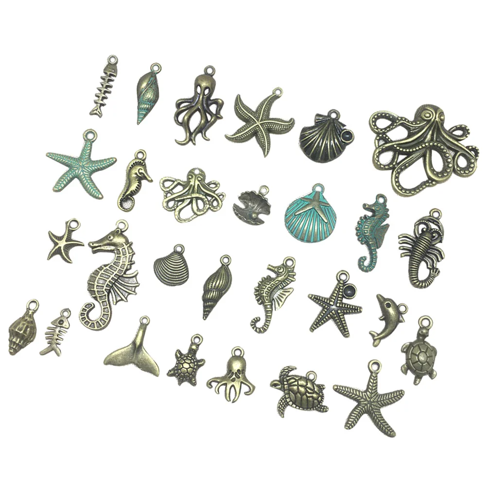 

56 Pcs Jewelry Making Accessory Charms Marine Animal Alloy Pendant Metal Findings Pendants