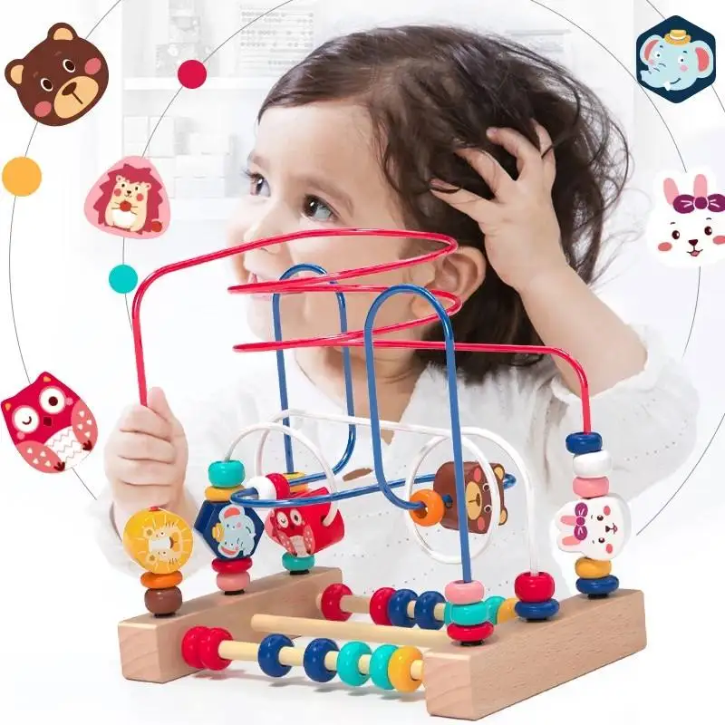 Montessori Wooden Bead Maze & Abacus Toy 2