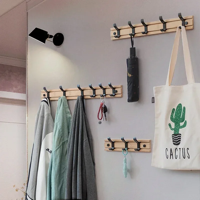 Creativity Adjustable Bamboo Coat Racks Wall Hanger Clothes Hook Living Bedroom Home Entrance Clothing Hat Stand Garment Rack 4