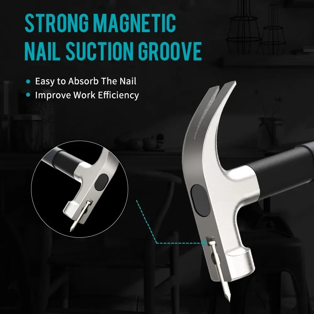 JIMIHOME Claw Hammer High-Carbon Steel Handle Claw Hammer Multifunctional Household Safety Pulling Nail Emergency Escape Tools 2