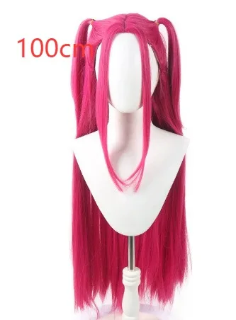Perruque Cosplay Longue Violette/rose - 100 Cm, Lisse - Pour Personnage Anime, Démon, Halloween - Fibres Résistantes à La Chaleur