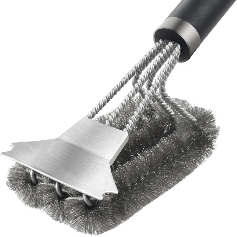 Stainless Steel Barbecue Brush Outdoor Travel BBQ Grill Cleaning Brushes Kitchen Non-stick Brushes Clean Tool For Home Barbecue