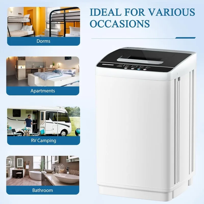 OUTGAVA Full Automatic Washing Machine,0.95 Cu.ft Compact Laundary Washer,10 Programs 3 Water Levels with LED Display&Child Lock