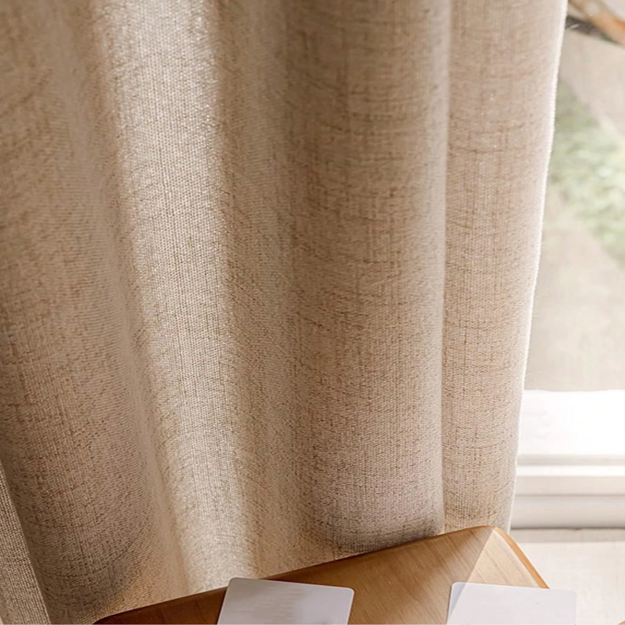 Blackout Curtain - Modern Linen Breathable Drapes for Living Room & Bedroom Heat Insulating
