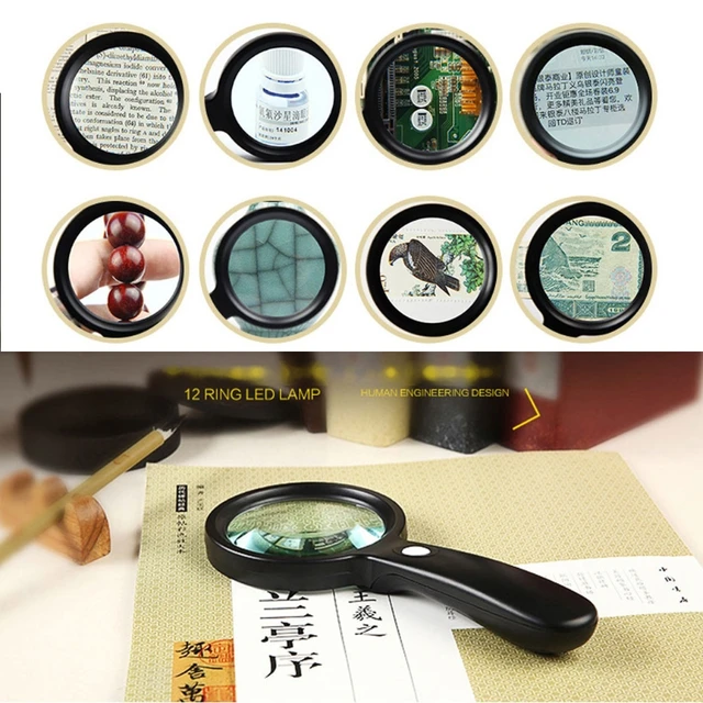 lighted magnifying glass 10x hand held