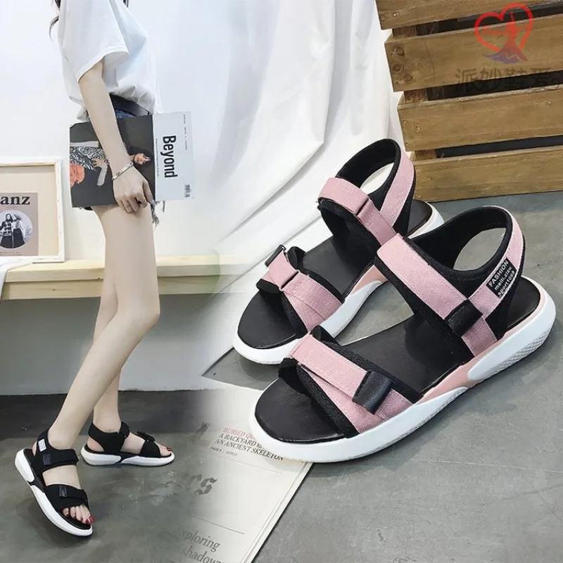 

Womens Flat Sandal Plus Size Women Casual Sandals Summer Platform Shoes Flat Sandalen Dames Schoenen Black Pink Woman Shoes