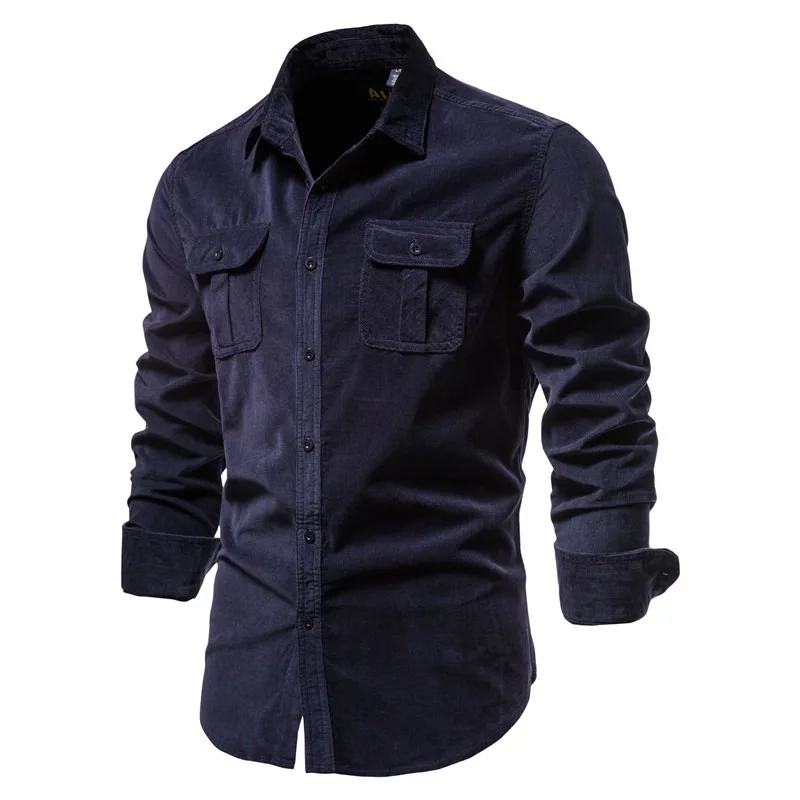 Cotton Shirt Men's Single Breasted 100% Cotton Autumn Slim