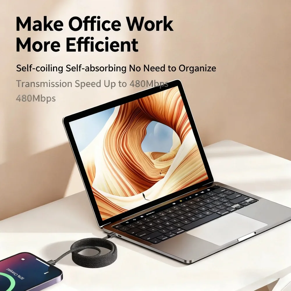 65W 마그네틱 USB C to Type C 고속 충전 케이블 나일론 편조형 엉킴 방지 데이터 케이블 퀵차지 3.0 아이폰 삼성 화웨이용