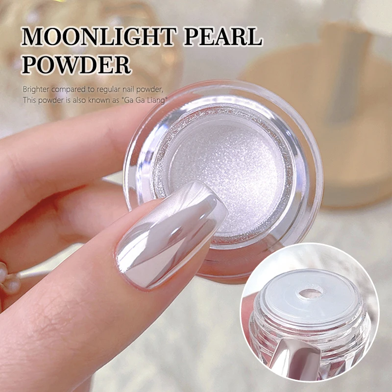Pearl White Chrome Nail Powder 0.3G Silky Moonlight Mirror Powder Pigment Metallic Effect Dust Aurora Nail Decorations nail powder,nail pigment,nail decoration,nail decorations