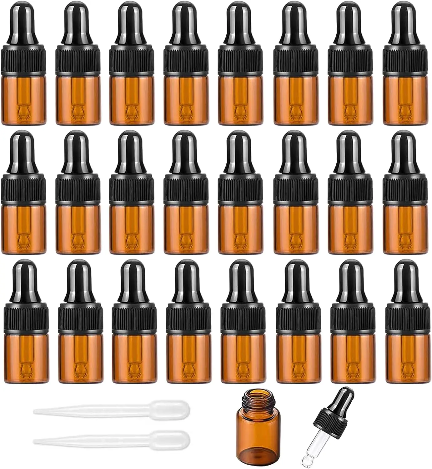 

2ml/3ml/5ml Amber Dropper Bottle Mini Essential Oil Pipette Bottle Refill Small Perfume Bottle For Cosmetic Aromatherapy