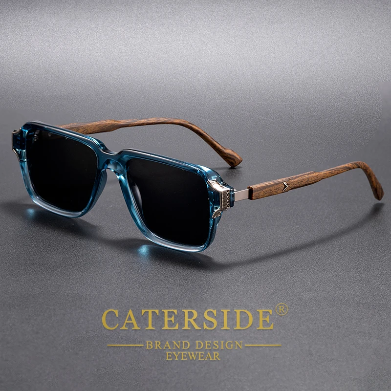 CATERSIDE Vintage Herren Polarisierte Sonnenbrille Quadratischer Rahmen Metalldekor Design Polycarbonat Sonnenbrille Damen Fahrbrille – Detail 1