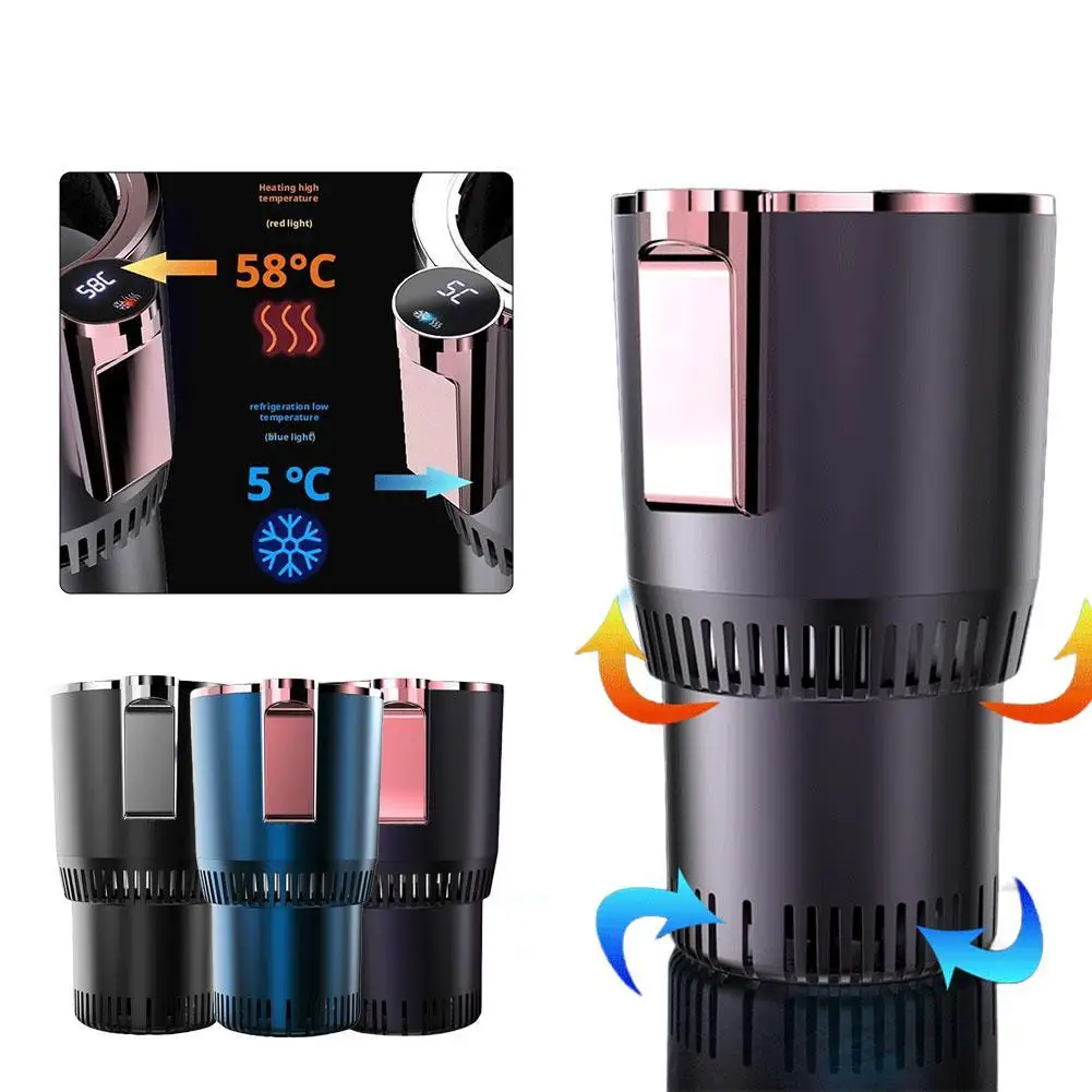 2in1 차량용 냉온 컵홀더 지능형 온도 표시 DC 12V 원클릭 빠른 냉온 휴대용 보일링 병