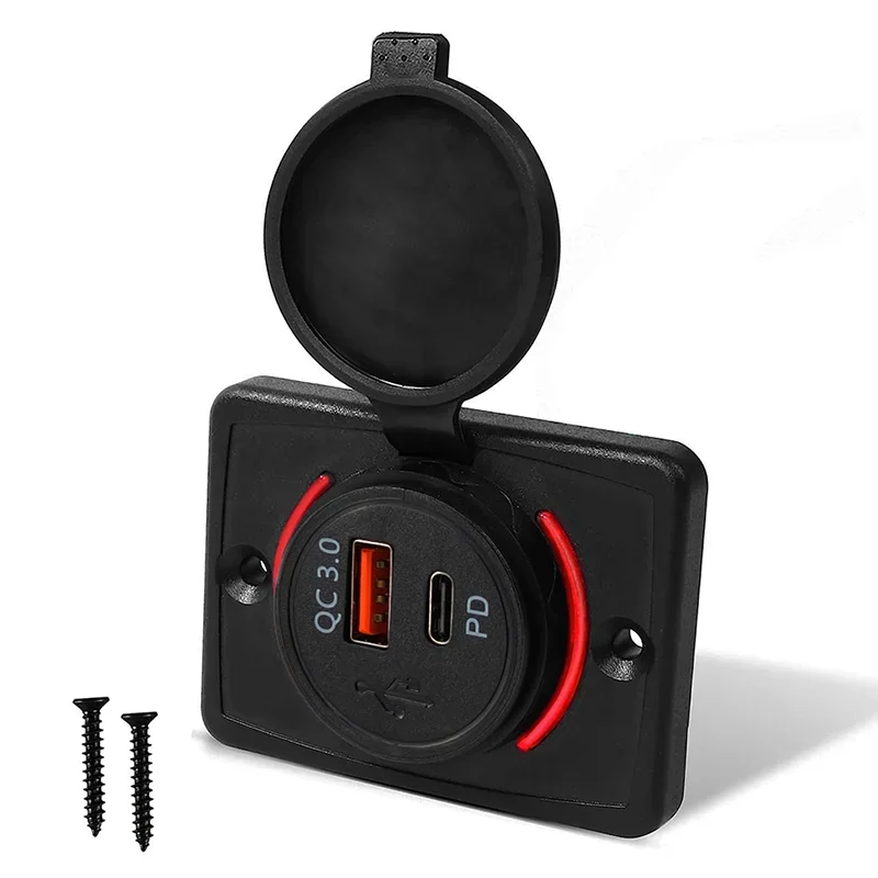 Dual USB Fast Charger Wall Mount Outlet with Sliding Cap